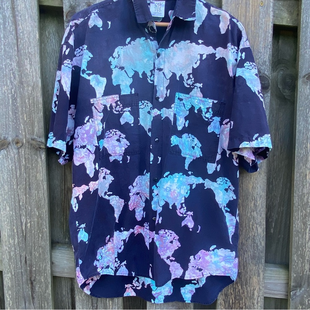 Rum Reggae 109% cotton short sleeve Button down Colorful double pockets …